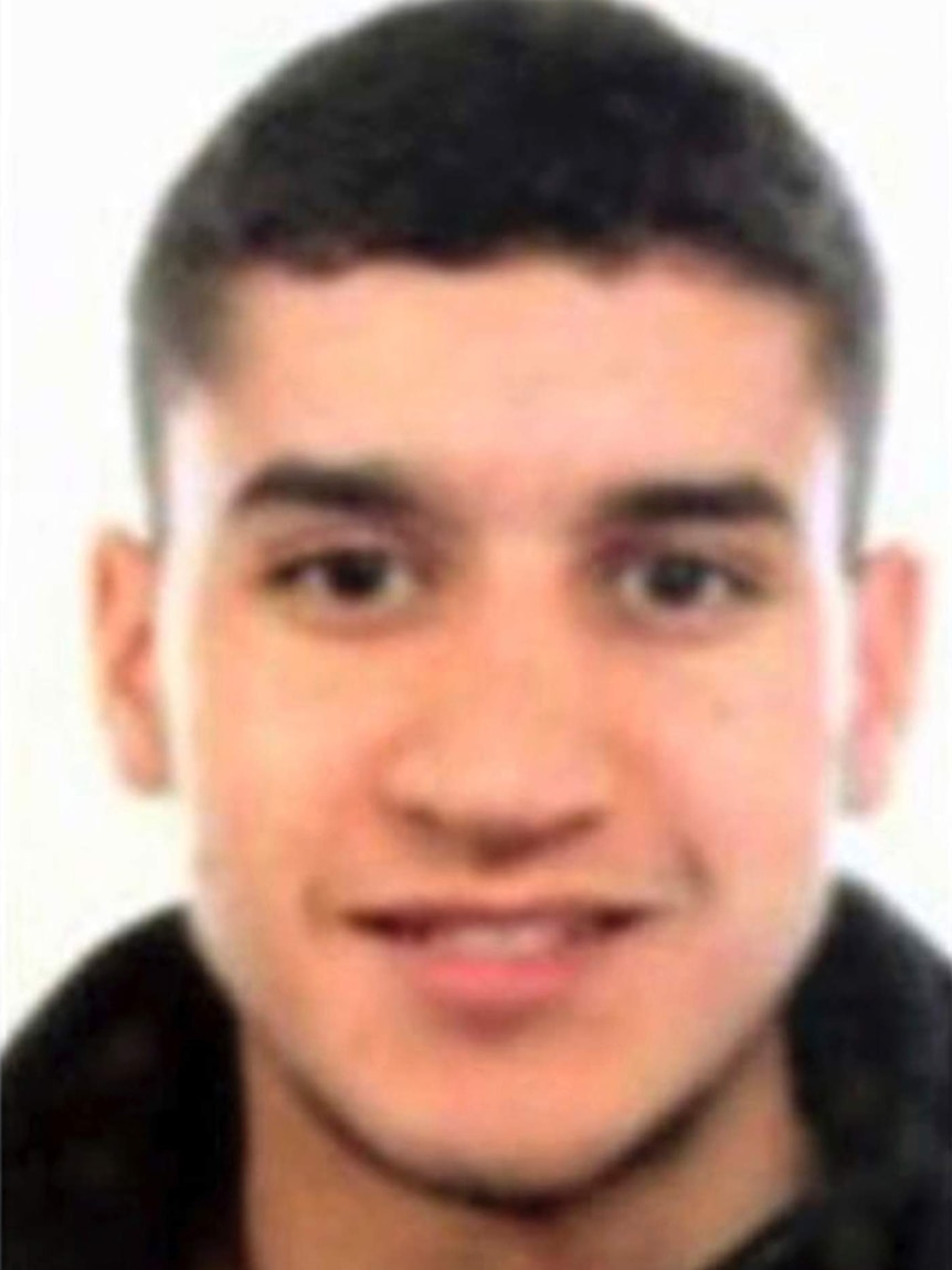 A headshot of the alleged driver behind the deadly Barcelona terrorist attack.