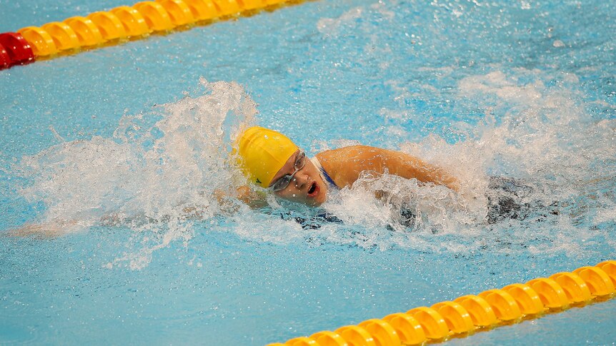 Australia's Jacqueline Freney sets another fast time in the S7 100m freestyle.