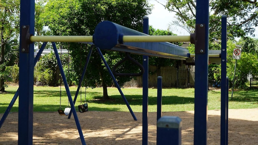 A playground with swings is pictured