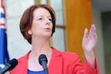 Prime Minister Julia Gillard gives a press conference