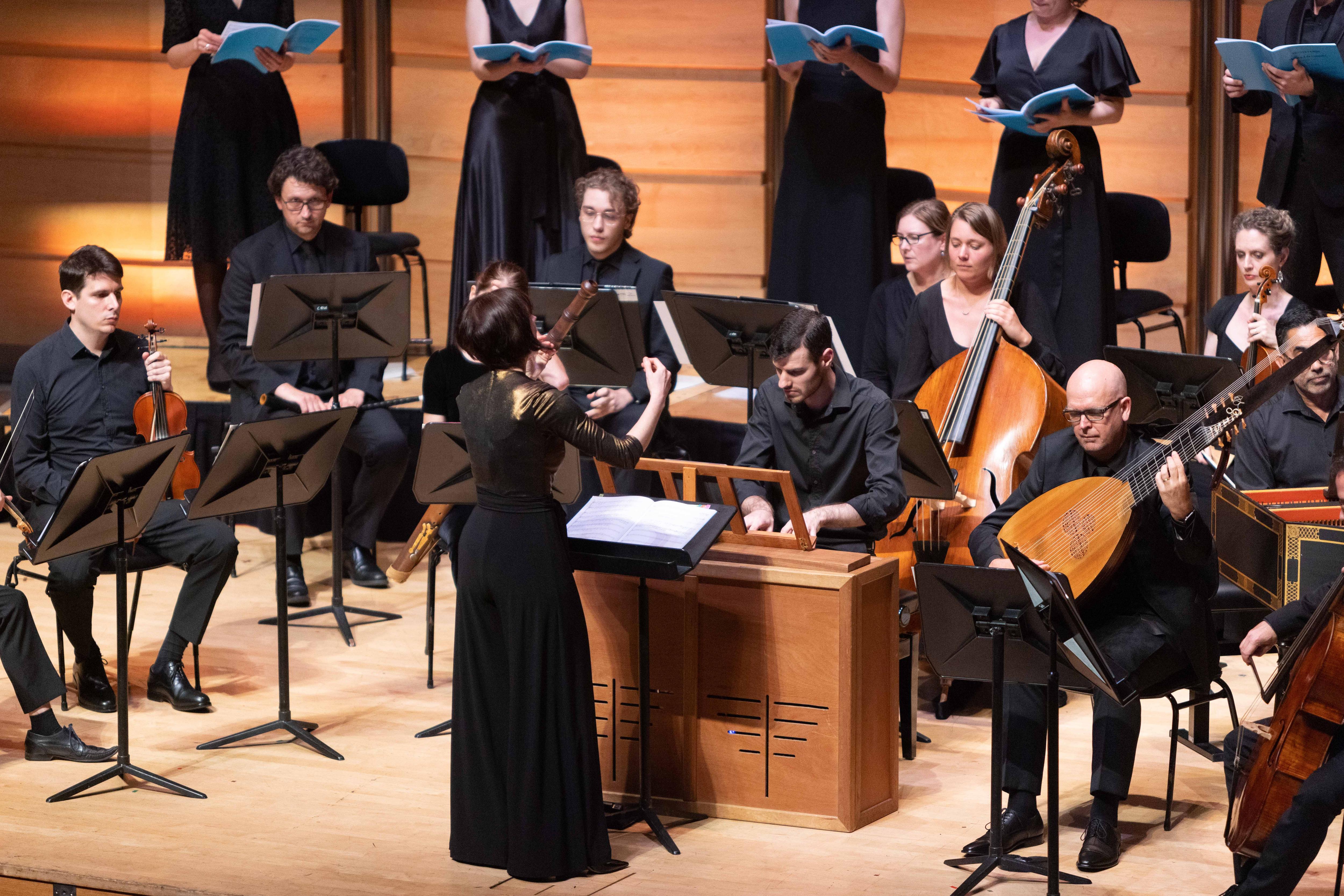 The Bach Akademie on stage at the City Recital Hall, performing in concert blacks.