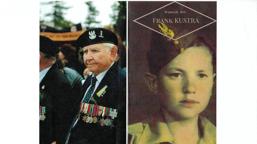 Collage of Henryk Frank Kustra as 90-year-old and as a young boy.