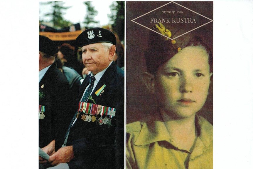 Collage of Henryk Frank Kustra as 90-year-old and as a young boy.