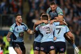 Blues celebrate Hodkinson's try