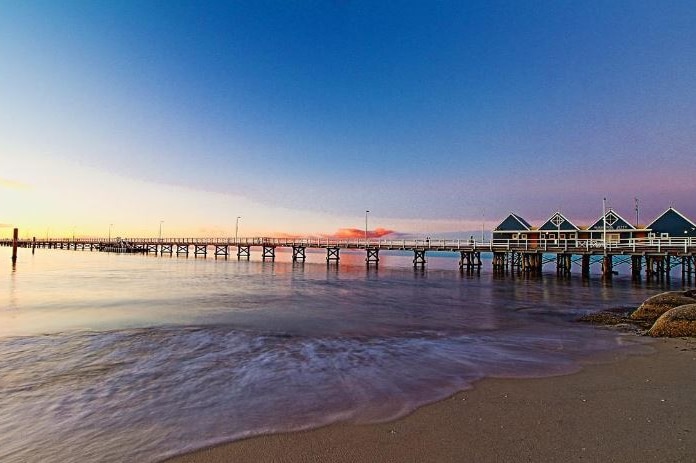 A sunset over a jetty at Busselton WA