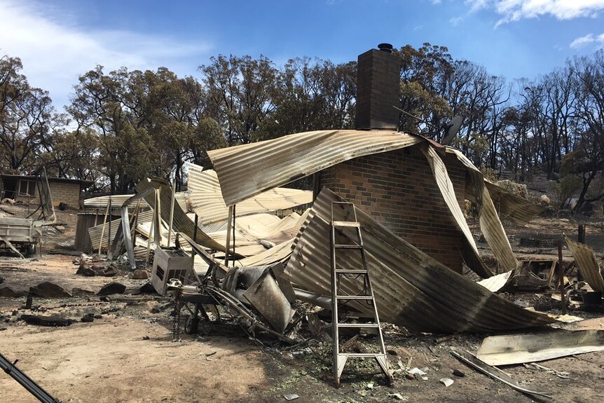 House destroyed by a bushfire near Ballarat