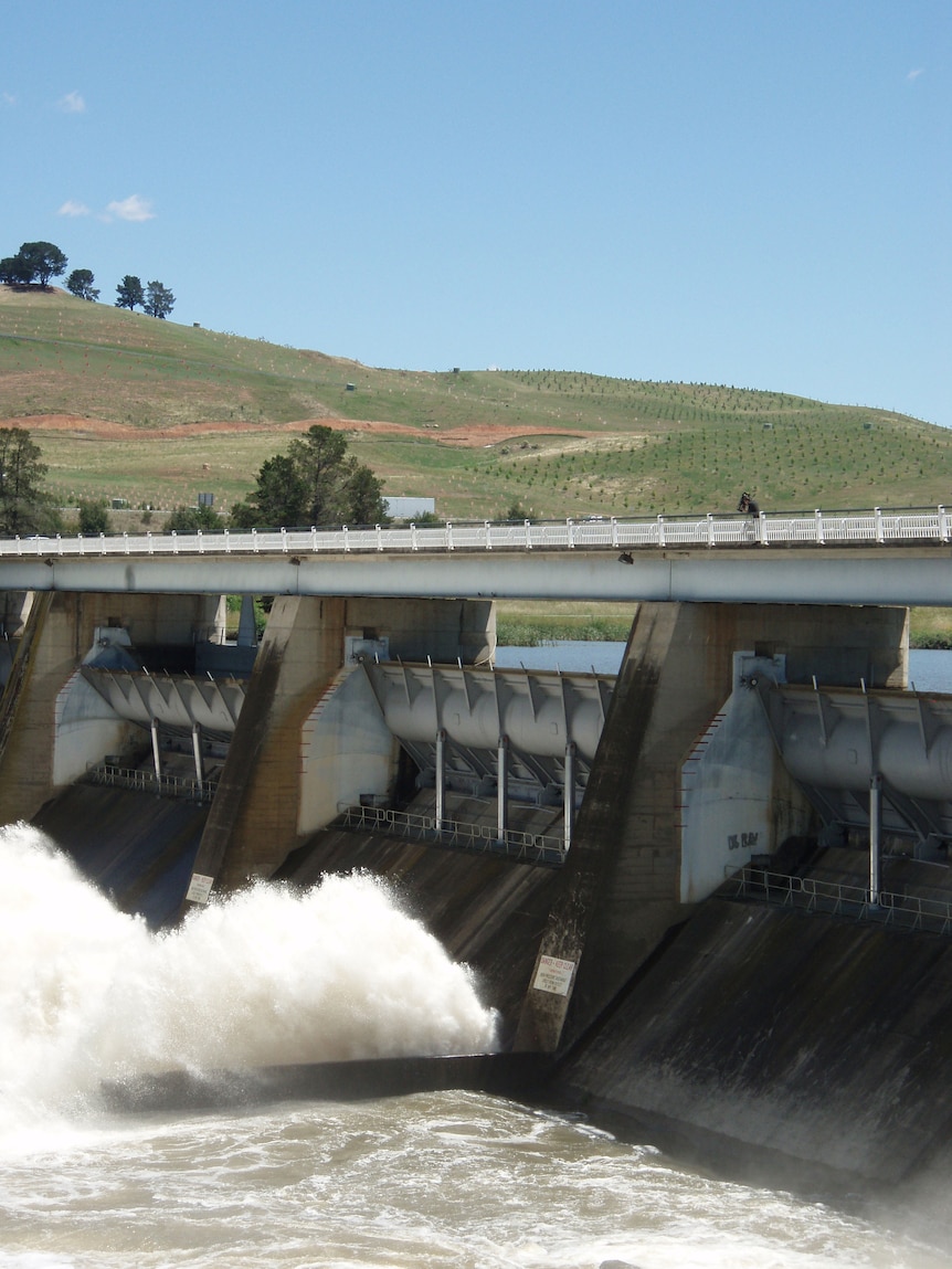 The anchor bolts ensure the dam's five flap gates remain secured to the concrete wall.