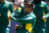 Tabraiz Shamsi celebrates a wickets against Australia