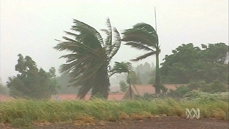 On land: Cyclone Glenda is blowing past Onslow.