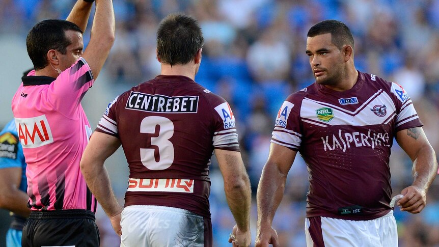Punishment ... Richie Fa'aoso could face a four week week ban for his shoulder barge on Ashley Harrison.