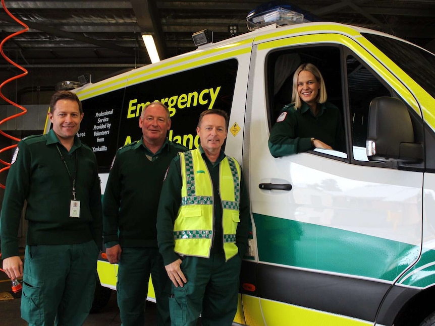 SA Ambulance volunteers pose with upgraded new ambulance