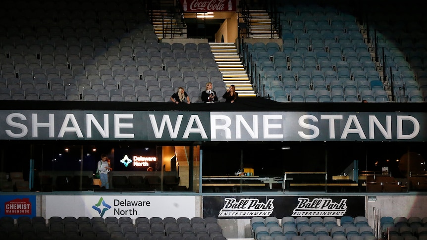 Brooke, Jackson and Summer Warne in the MCG's newly minted Shane Warne Stand