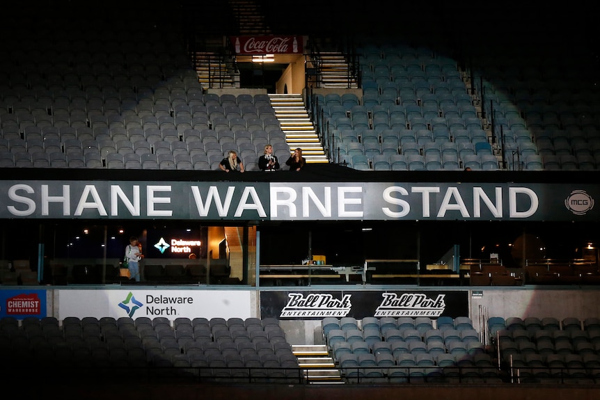 Brooke, Jackson and Summer Warne in the MCG's newly minted Shane Warne Stand