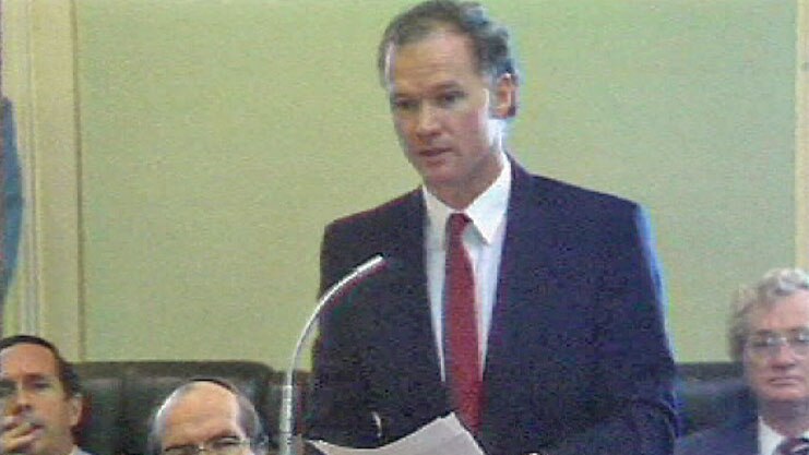 Former Qld Labor premier Wayne Goss speaking in State Parliament, date unknown
