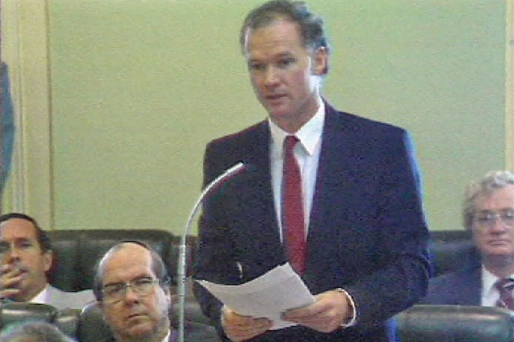 Former Qld Labor premier Wayne Goss speaking in State Parliament, date unknown