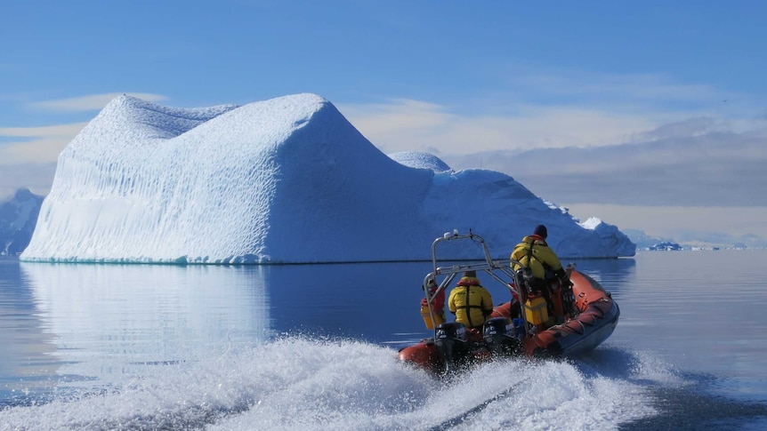 Boat on Antarctic waters