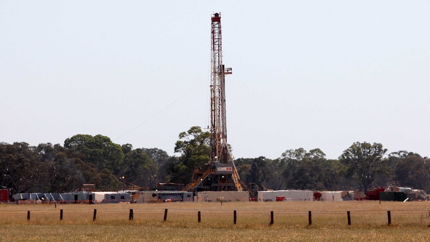 An onshore drilling rig in the dry paddock.