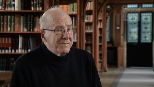 Clive James in the Old Library at Cambridge