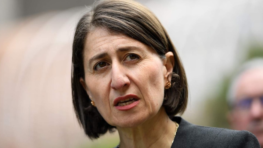 Headshot of NSW Premier Gladys Berejiklian talking to the media.