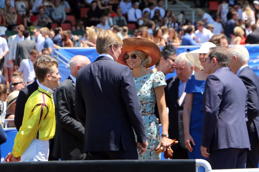 The King and Queen of the Netherlands met jockey Steven Parnham and other WA racing industry members.