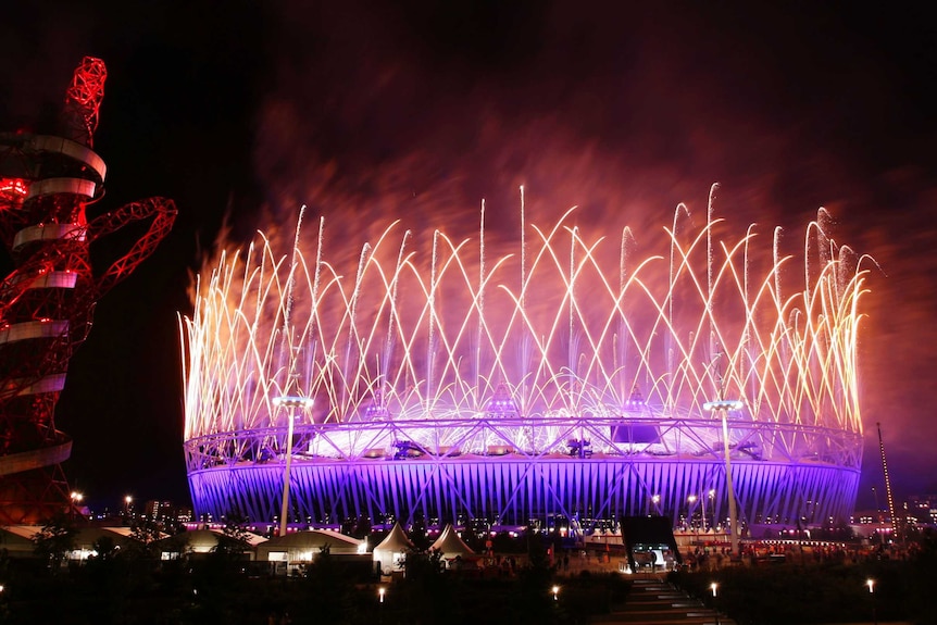 London 2012 Olympics stadium lights up