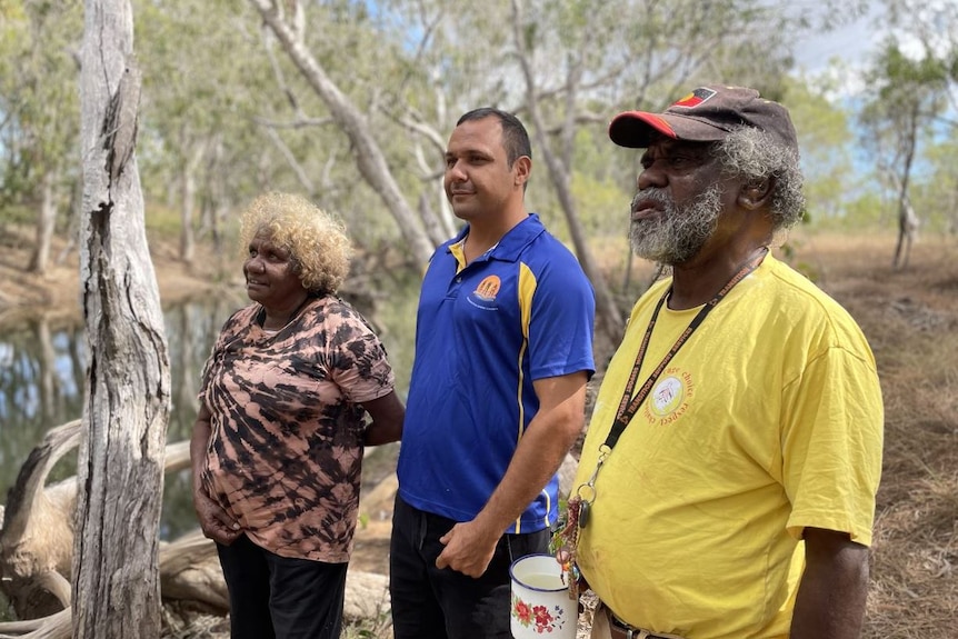 Mornington Island's Aunty Karen Chong, Kyle Yanner and Uncle John Williams