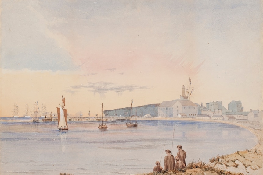 Watercolour artwork -  View of Fremantle  c1869.