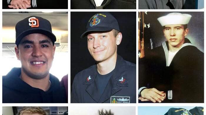 Combination of photos of US Navy sailors missing from USS John S McCain