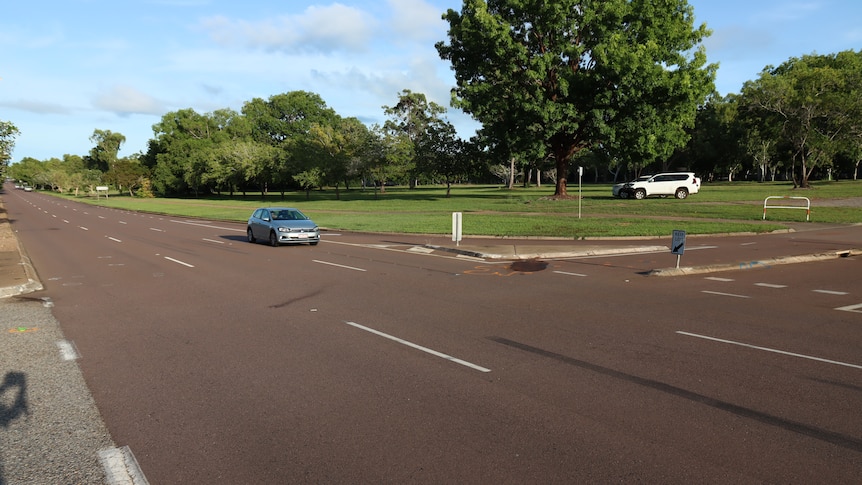 The site of a fatal crash on McMillans Road near the Darwin General Cemetery access road.