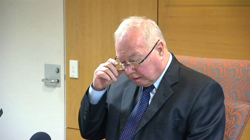 SA Independent Commissioner Against Corruption Bruce Lander presides over a public inquiry in 2015.