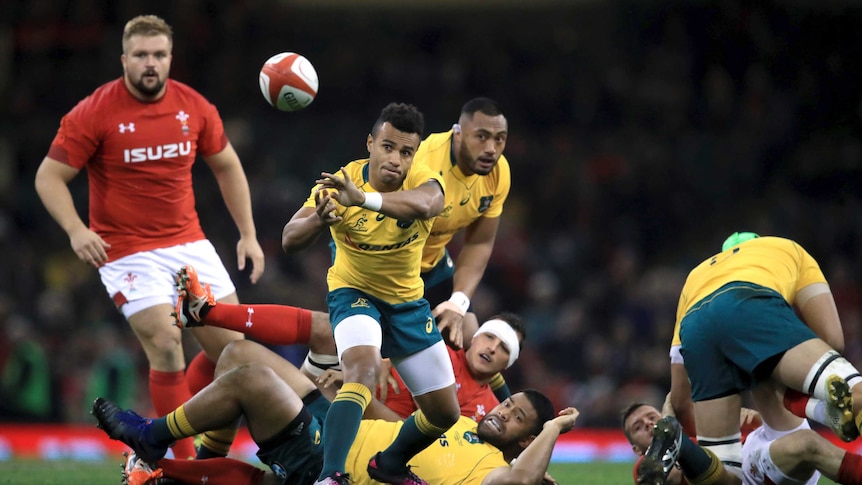 Wallabies' Will Genia passes the ball against Wales