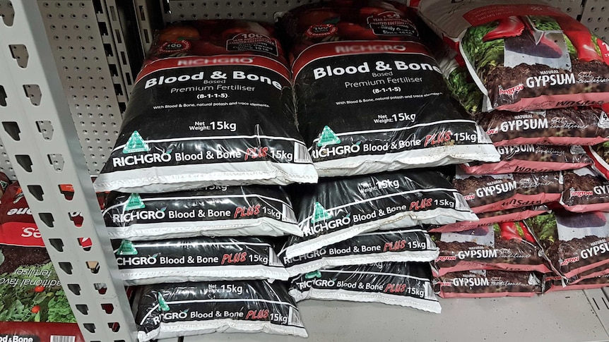 Bags of blood and bone fertiliser