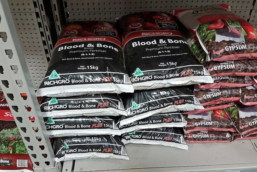 Bags of blood and bone fertiliser