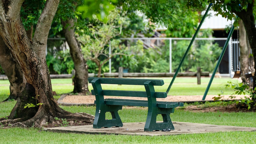 A bench in a public park
