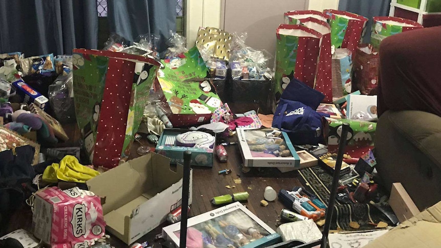 A house full of broken presents and mess