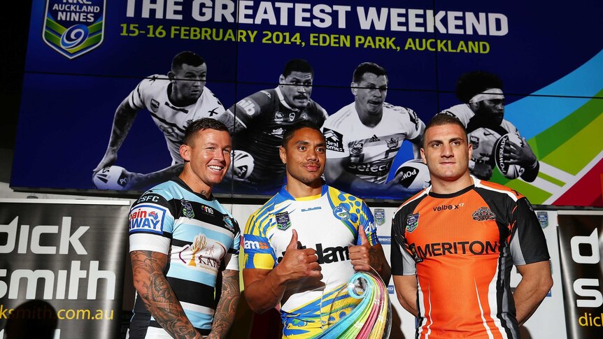 Todd Carney, Willie Tonga and Robbie Farah launch the Auckland Nines