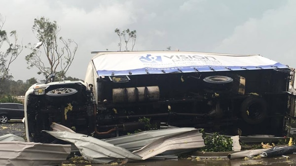 Truck overturned in Kurnell following Sydney storm