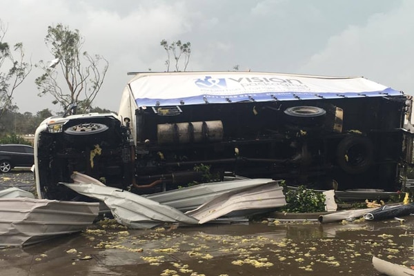 Truck overturned in Kurnell following Sydney storm