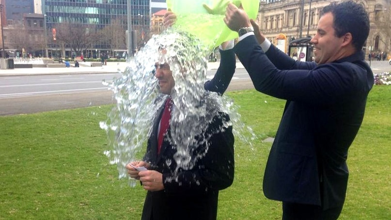 Tom Koutsantonis takes the ice bucket challenge to raise money for charity
