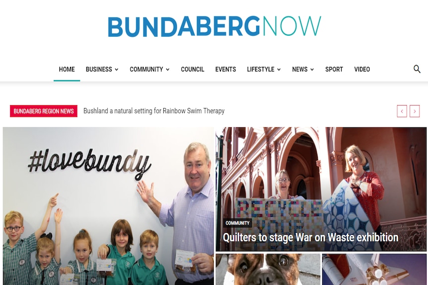 The front page of the Bundaberg Now website which has an image of the Bundaberg Mayor.