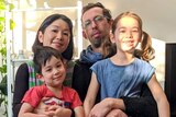 Marty Brown and his family for a story about parents and families going back into coronavirus lockdown in Melbourne, Victoria.