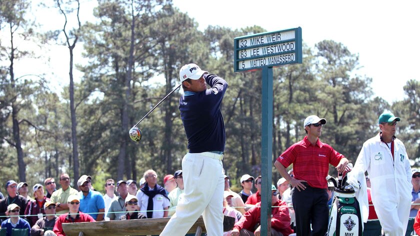 Letting fly...Lee Westwood had an exceptional start to his round, with an eagle and three birdies.