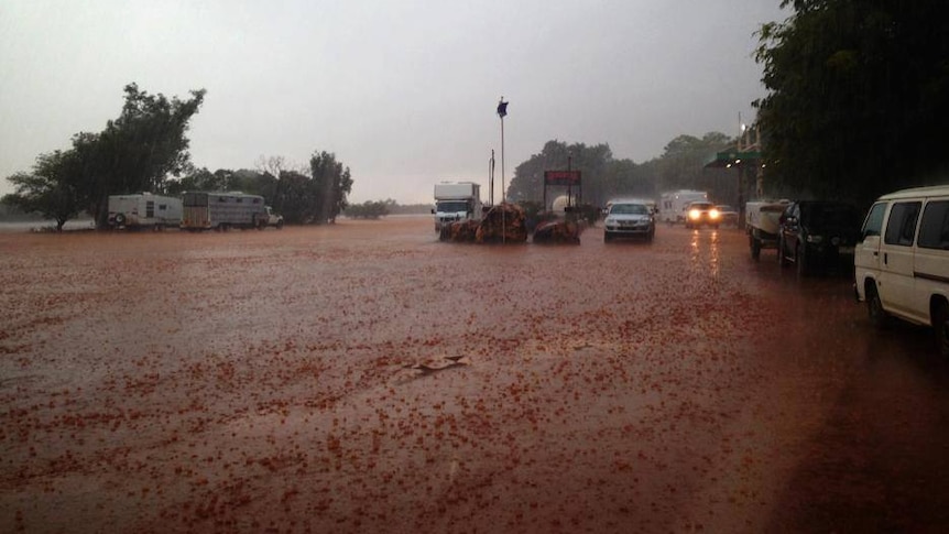 Heavy rain at Sandfire Roadhouse in the Pilbara