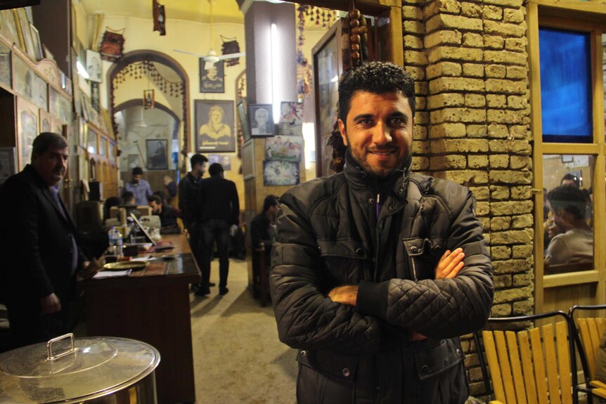 Darya Badr outside a tea shop in Erbil