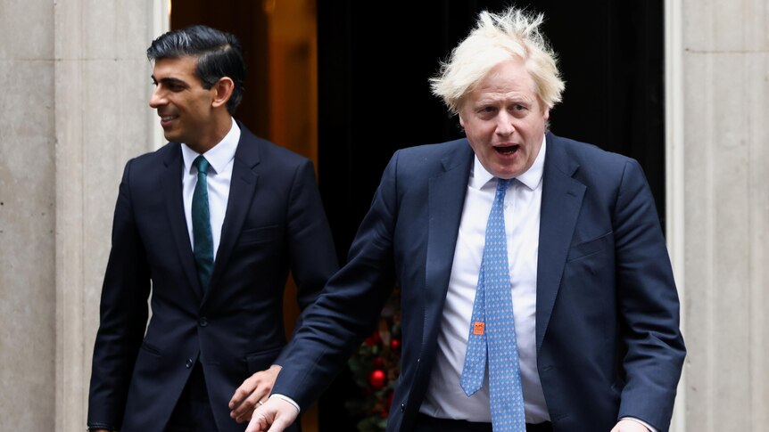 Boris Johnson and Rishi Sunak walking out of Number 10 Downing Street 