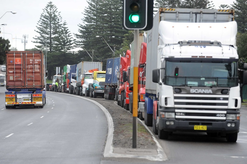 Shipping container trucks at Port Botany