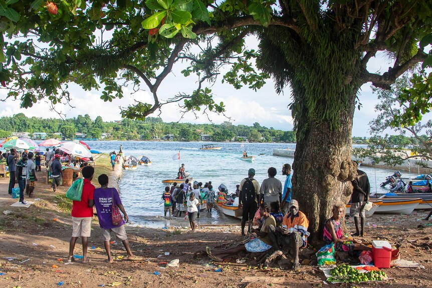 The bustling waterway in the capital Buka ahead of an historical independence vote on Bougainville.