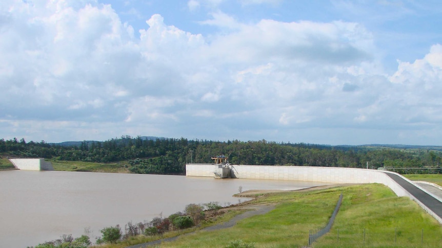 The view of Paradise Dam from the dam-side of the spillway.