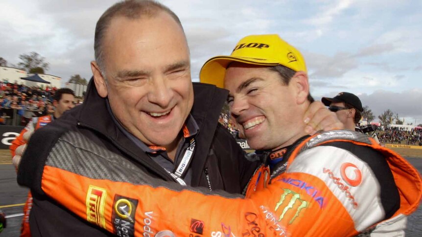Craig Lowndes (R) is well in the running for the V8s championships after making it three from three at Ipswich.