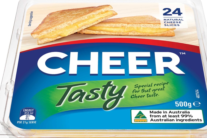 A packet of sliced cheese branded with Cheese Cheese.